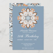 第50誕生日モダンフローラ曼荼羅エレガント 招待状 (正面/裏面)