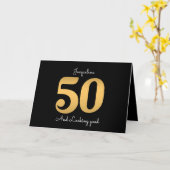 第50誕生日モダン金ゴールド カード (黄色い花)