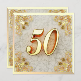 第50誕生日リーガル金ゴールド大理石挨拶または 招待状