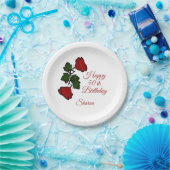 第50誕生日レッドローズ ペーパープレート (パーティー)