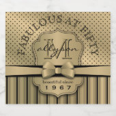 第50誕生日ワきらめくイン金ゴールド水玉模様ストライプ スパークリングワインラベル (シングルラベル)