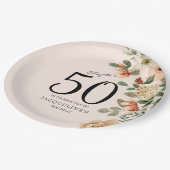 第50誕生日ヴィンテージフローラ ペーパープレート (アングル)