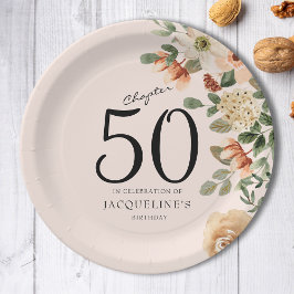 第50誕生日ヴィンテージフローラ ペーパープレート