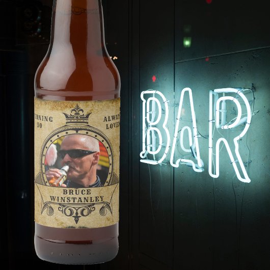 第50誕生日ヴィンテージ写真テンプレート ビールラベル