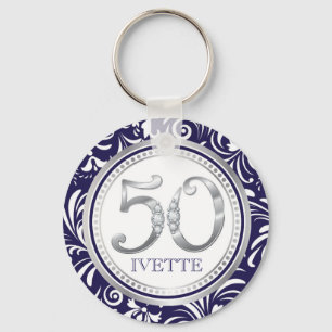 第50誕生日主鎖海軍青及び銀 キーホルダー