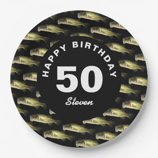 第50誕生日低音魚釣り ペーパープレート (正面)