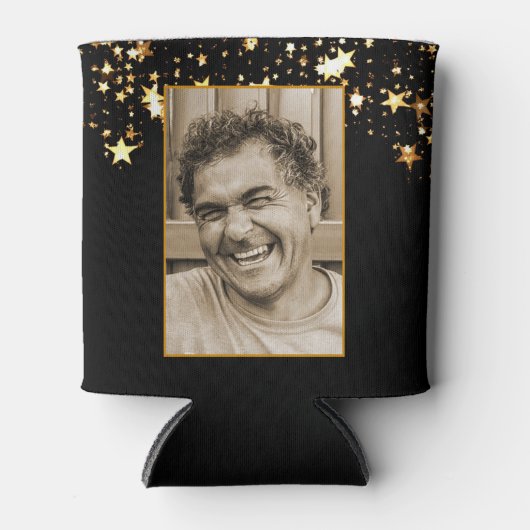 第50誕生日写真テンプレート応援とビール 缶クーラー (正面)