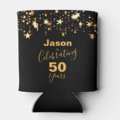 第50誕生日写真テンプレート応援とビール 缶クーラー (裏面)