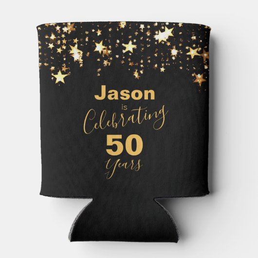 第50誕生日写真テンプレート応援とビール 缶クーラー (裏面)