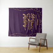 第50誕生日写真背景紫と金ゴールド タペストリー (インサイチュ(横))