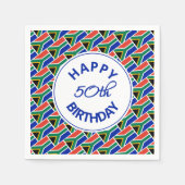第50誕生日南アフリカ国旗のカスタム紙 スタンダードカクテルナプキン (正面)