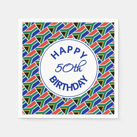 第50誕生日南アフリカ国旗のカスタム紙 スタンダードカクテルナプキン (正面)