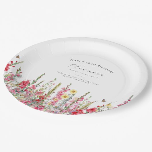 第50誕生日威厳がある誕生花用品 ペーパープレート (アングル)