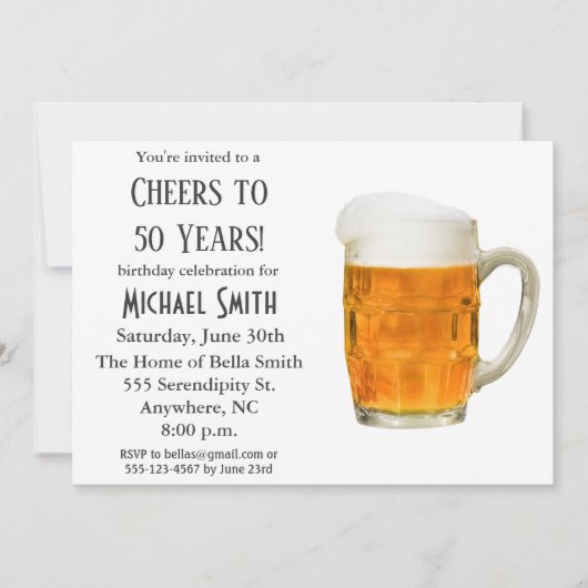 第50誕生日応援から50年モダンのビール招待客 招待状 (正面)