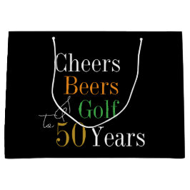 第50誕生日応援とビアーズゴルフパーティーの好意 ラージペーパーバッグ