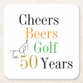 第50誕生日応援とビアーズゴルフパーティー スクエアペーパーコースター (正面)