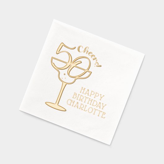 第50誕生日応援5誕生日 パーソナライズされた 箔ナプキン (左)