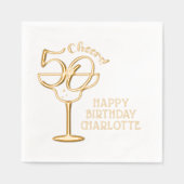 第50誕生日応援5誕生日 パーソナライズされた 箔ナプキン (正面)
