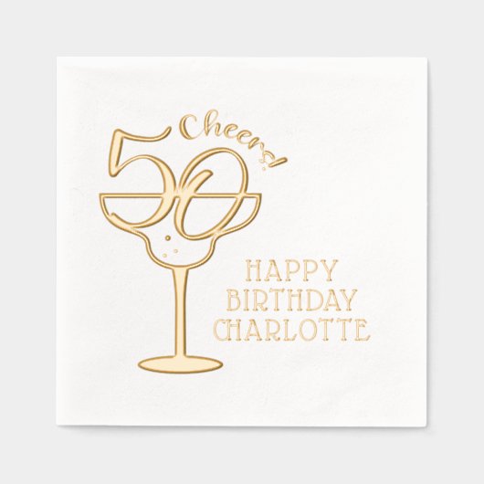 第50誕生日応援5誕生日 パーソナライズされた 箔ナプキン (正面)