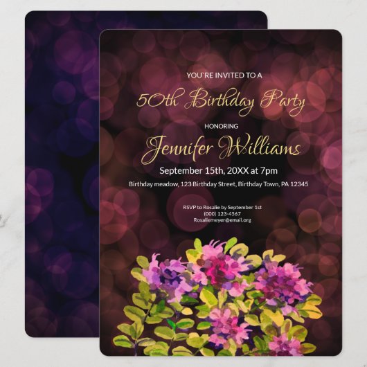 第50誕生日招待時間 招待状 (正面/裏面)