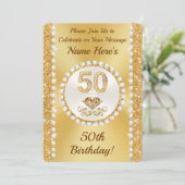 第50誕生日招待状のテンプレート、プリント 招待状 (スタンド正面)