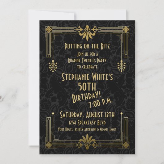 第50誕生日招待状ローアリング20年代20年代アールデコ 招待状 (正面)