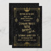 第50誕生日招待状ローアリング20年代20年代アールデコ 招待状 (正面/裏面)