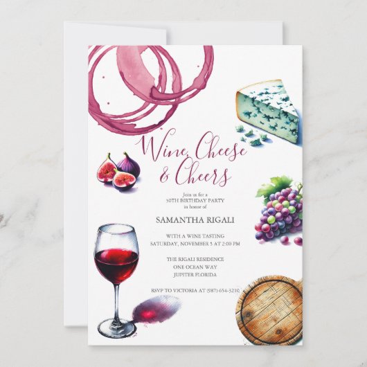第50誕生日招待状ワインテーマ 招待状 (正面)