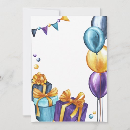 第50誕生日招待状金ゴールドグリッター 招待状 (裏面)