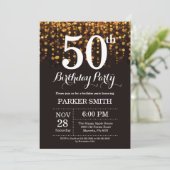 第50誕生日招待状金ゴールドグリッター 招待状 (スタンド正面)