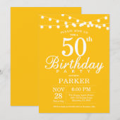 第50誕生日招待状黄 招待状 (正面/裏面)
