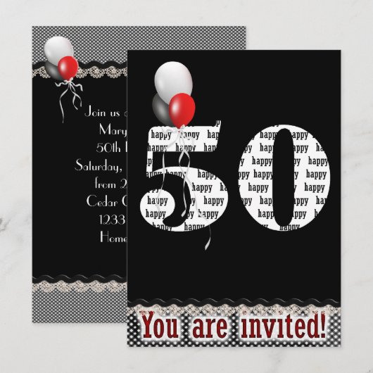 第50誕生日招待状 招待状 (正面/裏面)