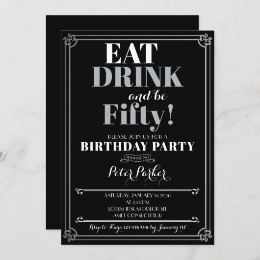 第50誕生日招待状 招待状 (正面/裏面)