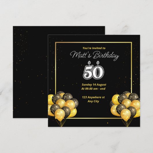 第50誕生日招待状 招待状 (正面/裏面)