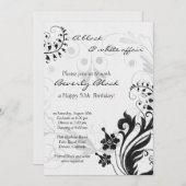 第50誕生日招待状 |白黒フローラ 招待状 (正面/裏面)
