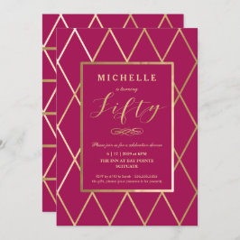 第50誕生日招待状-金ゴールド、エレガントトレンディー 招待状