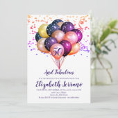 第50誕生日数々の金属色バルーン 招待状 (スタンド正面)