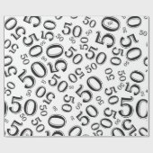 第50誕生日数パターン白黒(l) ラッピングペーパー (フラット)