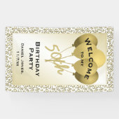 第50誕生日数Pattenの金ゴールドおよび白を歓迎して下さい 横断幕 (横)