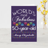 第50誕生日最も素晴らしカラフルい宝石紫 カード (黄色い花)