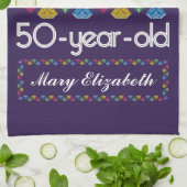 第50誕生日最も素晴らしカラフルい宝石紫 キッチンタオル (折り畳み)