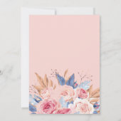 第50誕生日水彩植物性ピンクフローラ 招待状 (裏面)