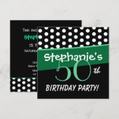 第50誕生日水玉模様モダンテンプレート 招待状 (正面/裏面)