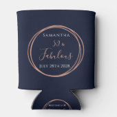 第50誕生日海軍バラ金ゴールドパーソナライズされたパーティー 缶クーラー (裏面)