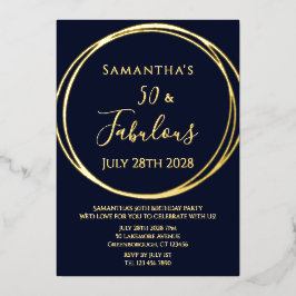 第50誕生日海軍実在金ゴールド 箔招待状