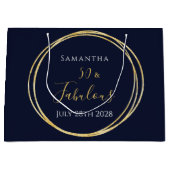 第50誕生日海軍金ゴールド党パーソナライズされたの支持 ラージペーパーバッグ (正面)