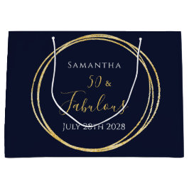 第50誕生日海軍金ゴールド党パーソナライズされたの支持 ラージペーパーバッグ