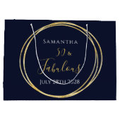 第50誕生日海軍金ゴールド党パーソナライズされたの支持 ラージペーパーバッグ (裏面)