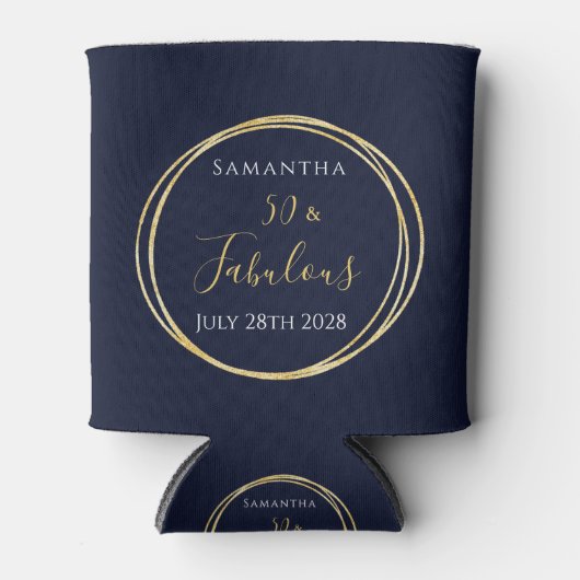 第50誕生日海軍金ゴールド党パーソナライズされたの支持 缶クーラー (正面)