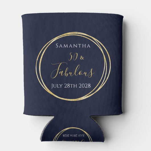 第50誕生日海軍金ゴールド党パーソナライズされたの支持 缶クーラー (裏面)
